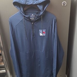 Antigua New York Rangers Blue Qusrter Zip Up Hoodie/Sweater With Pockets.  New